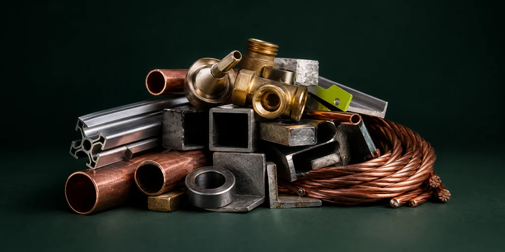 Gemischte Metallteile zur Sortierung beim Recyclingbetrieb