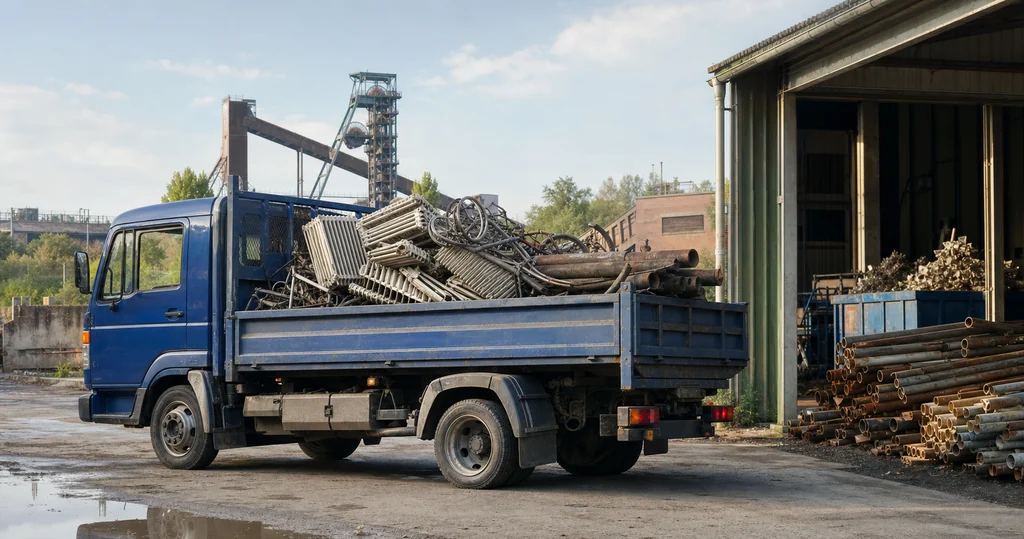 Recyclingfahrzeug mit Heizk&ouml;rpern, Rohren und Metallschrott f&uuml;r die Schrottabholung in Gelsenkirchen