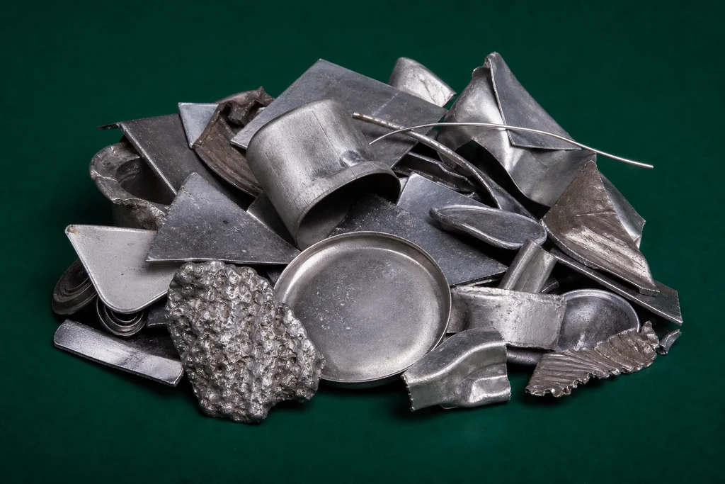 Sortierte Zinnteile für den Metallankauf in Bochum