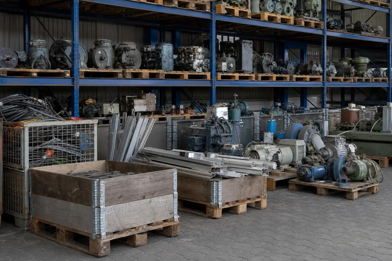 Gewerbelager mit Maschinen- und Metallteilen in Düsseldorf
