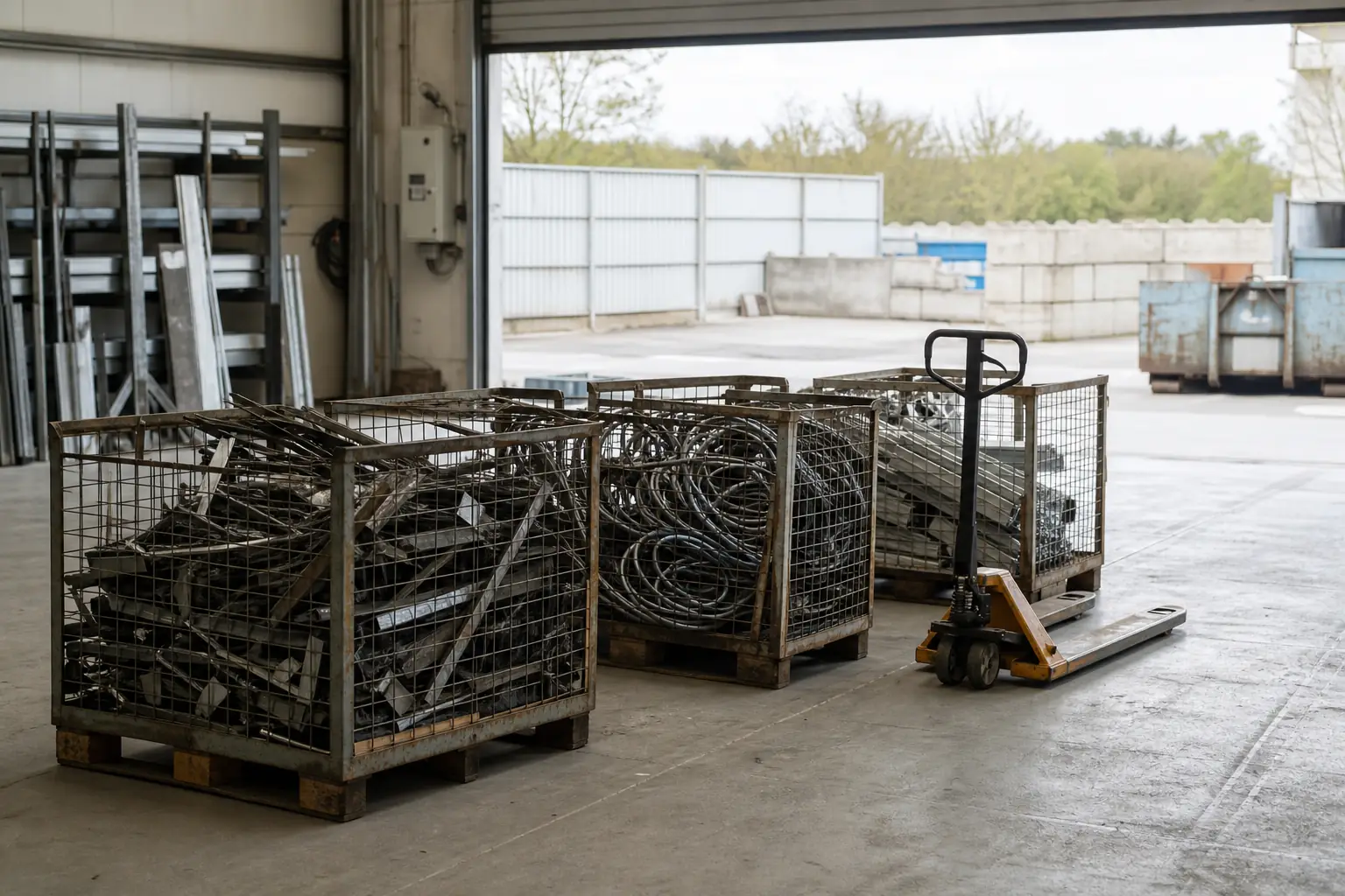 Lagerbereich mit Metallbeständen zur Abholung in Hamm