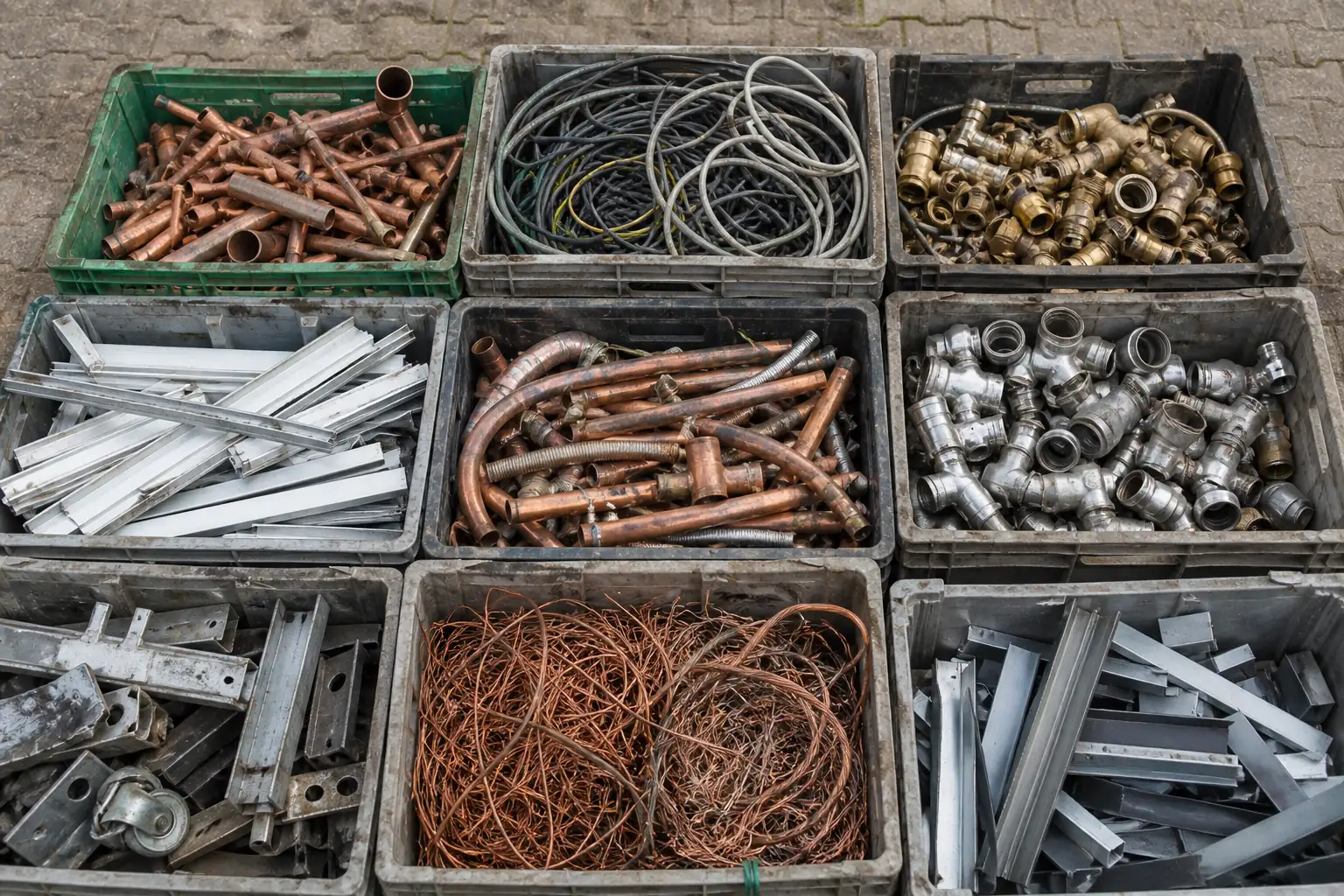 Sortierte Kupfer-, Kabel-, Messing- und Metallreste in Lüdenscheid