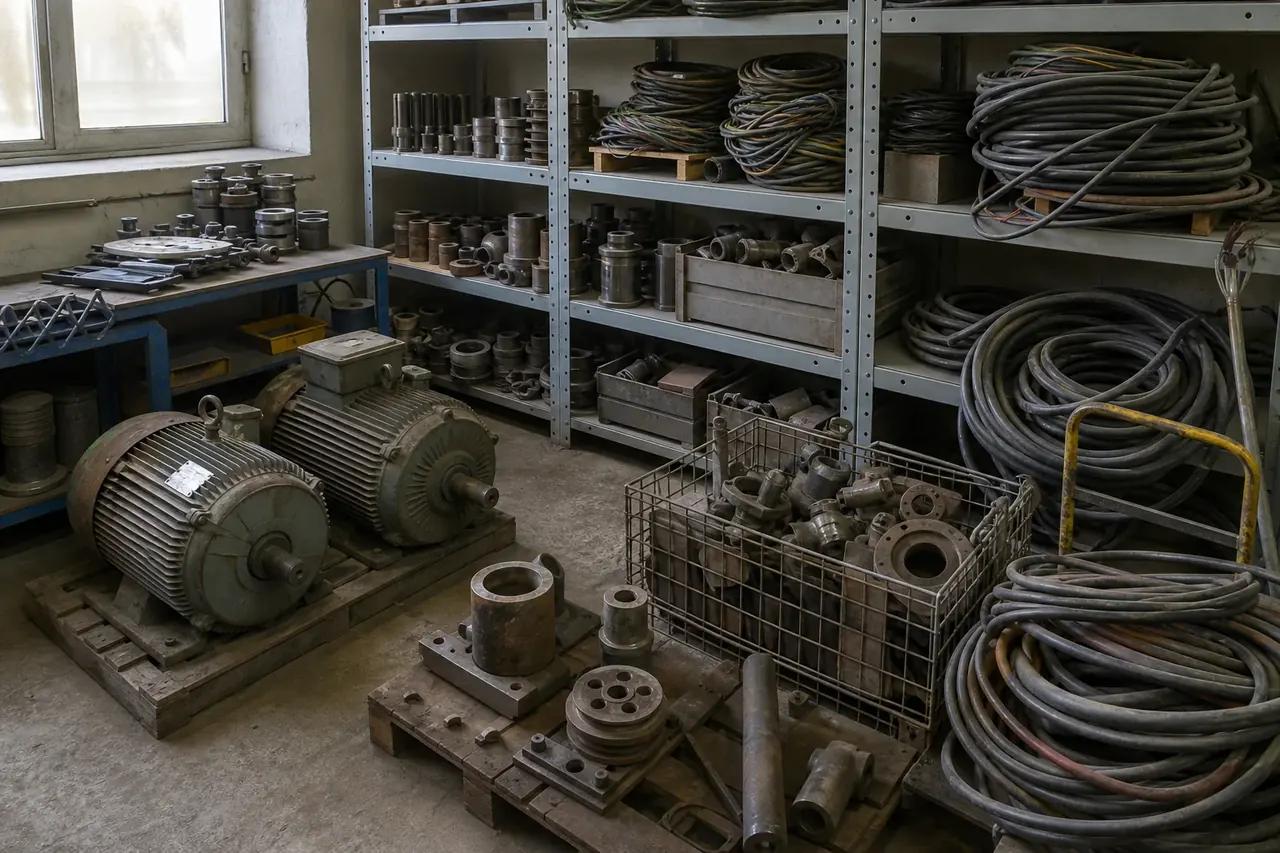 Werkstatt mit Kabeln, Maschinen- und Metallteilen in Schalksmühle