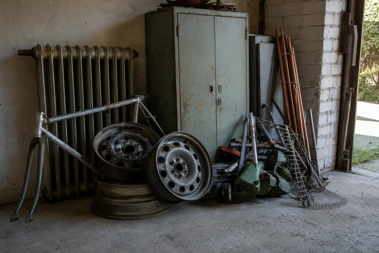 Heizkörper, Fahrrad und Metallteile aus einer Garage zur Abholung in Werdohl